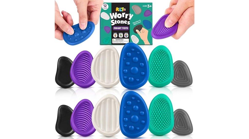 12 pack textured worry stones for anxiety relief