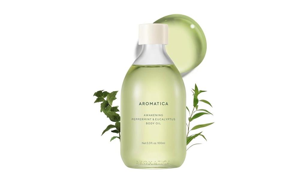 awakening body oil with peppermint eucalyptus