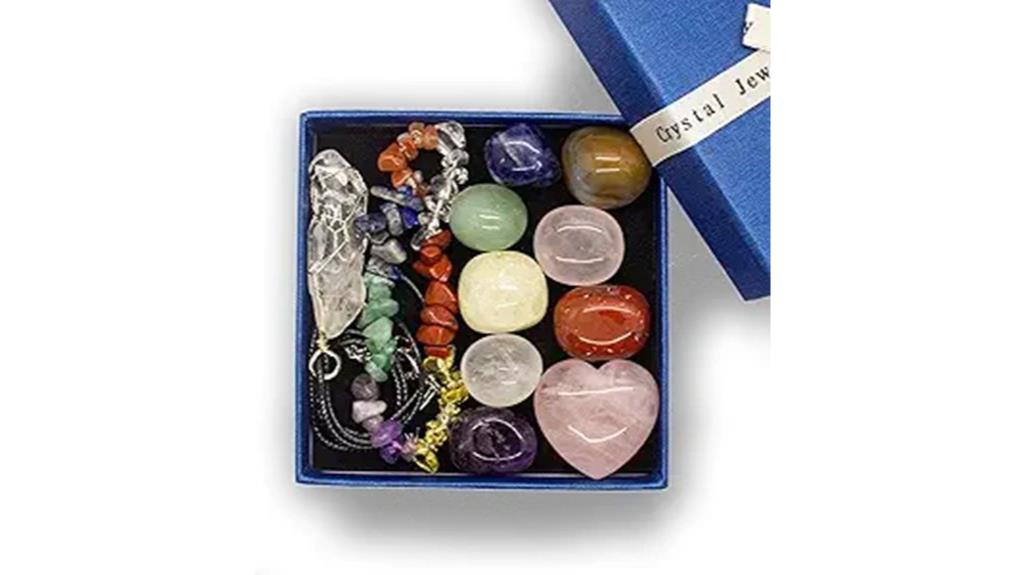crystals and healing stones set