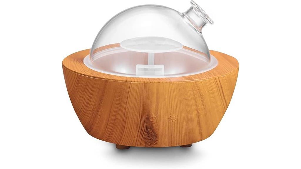 glass essential oil diffuser with wood base