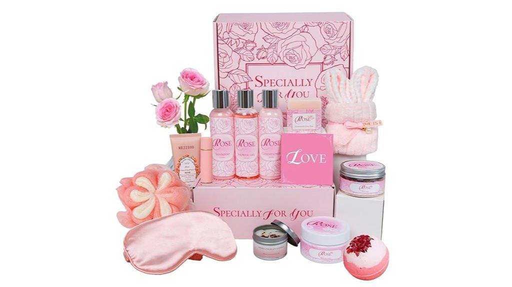 rose spa gift set bath bombs