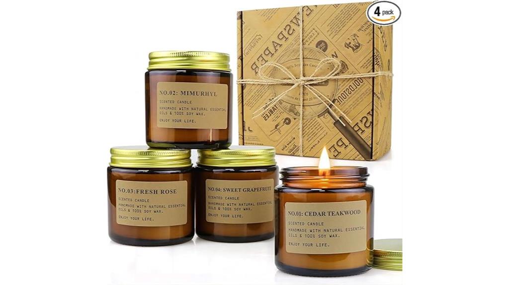 scented candle set amber jars
