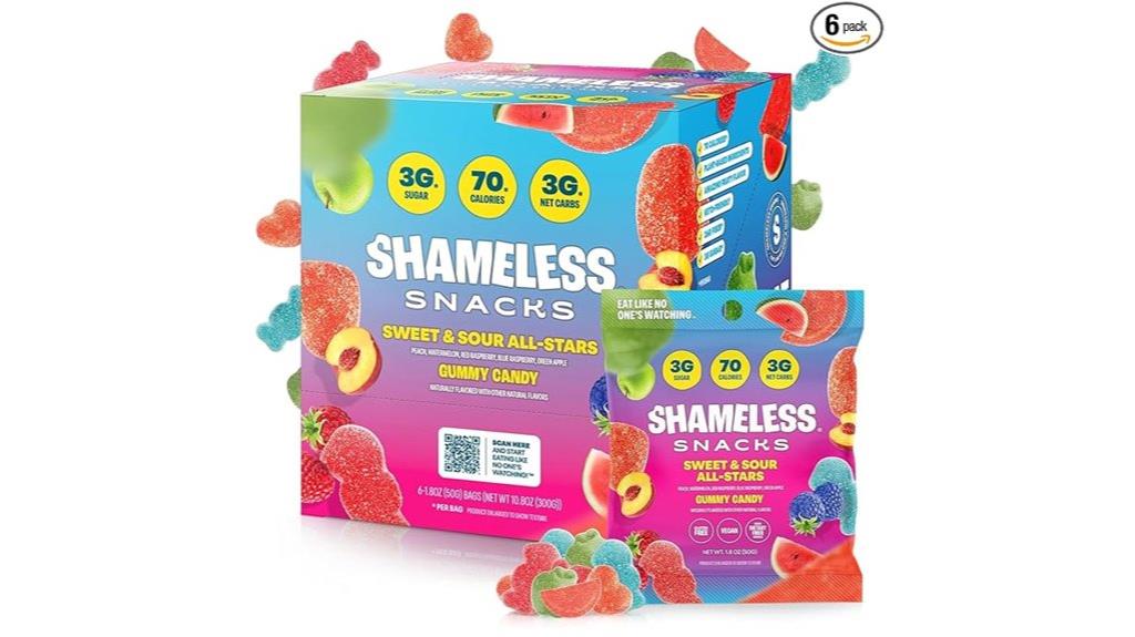 shameless snacks sour gummies pack