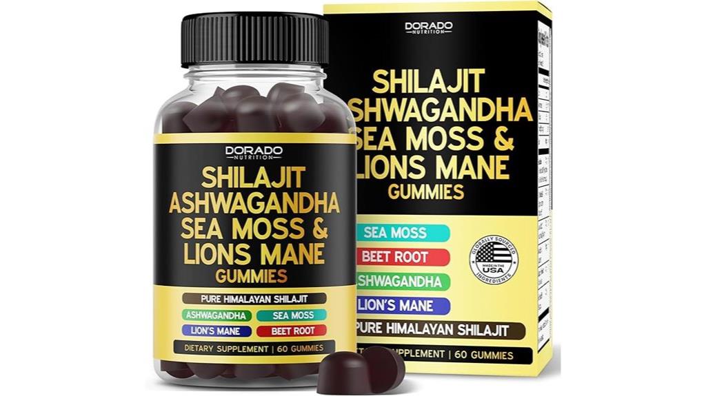 shilajit gummies with sea moss ashwagandha lions mane