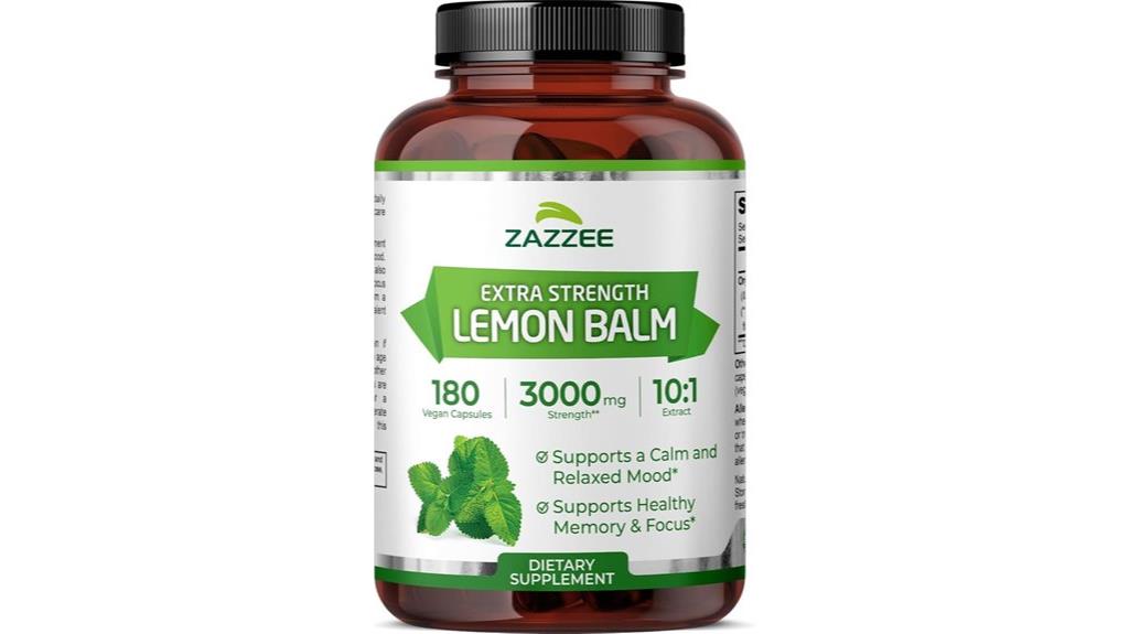 zazzee lemon balm extract capsules