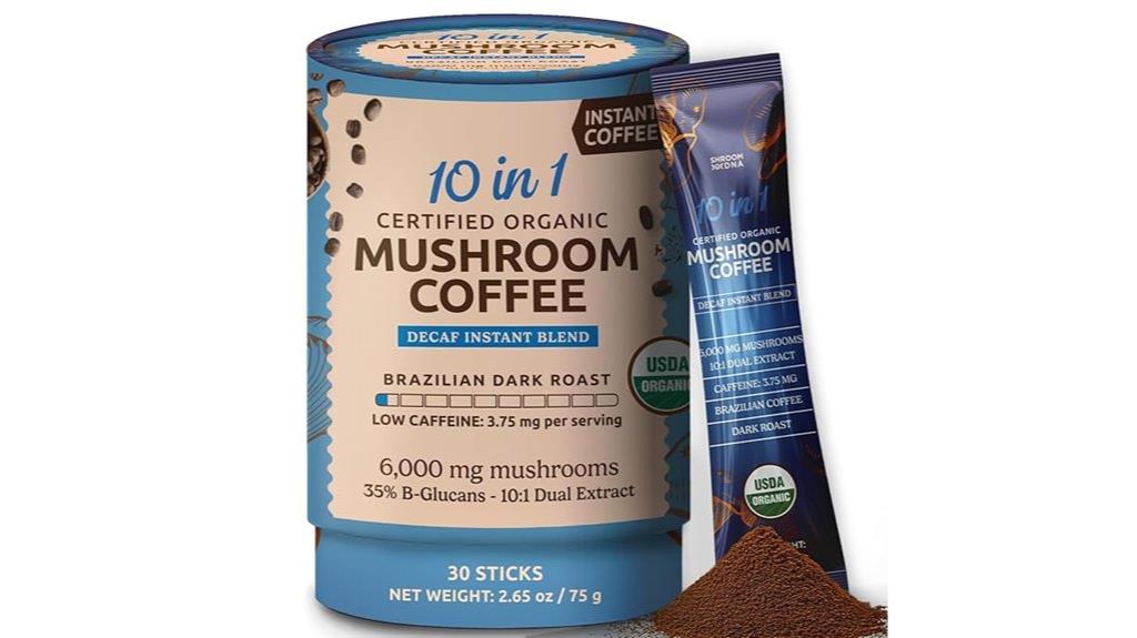 10 in 1 organic decaf mushroom coffee