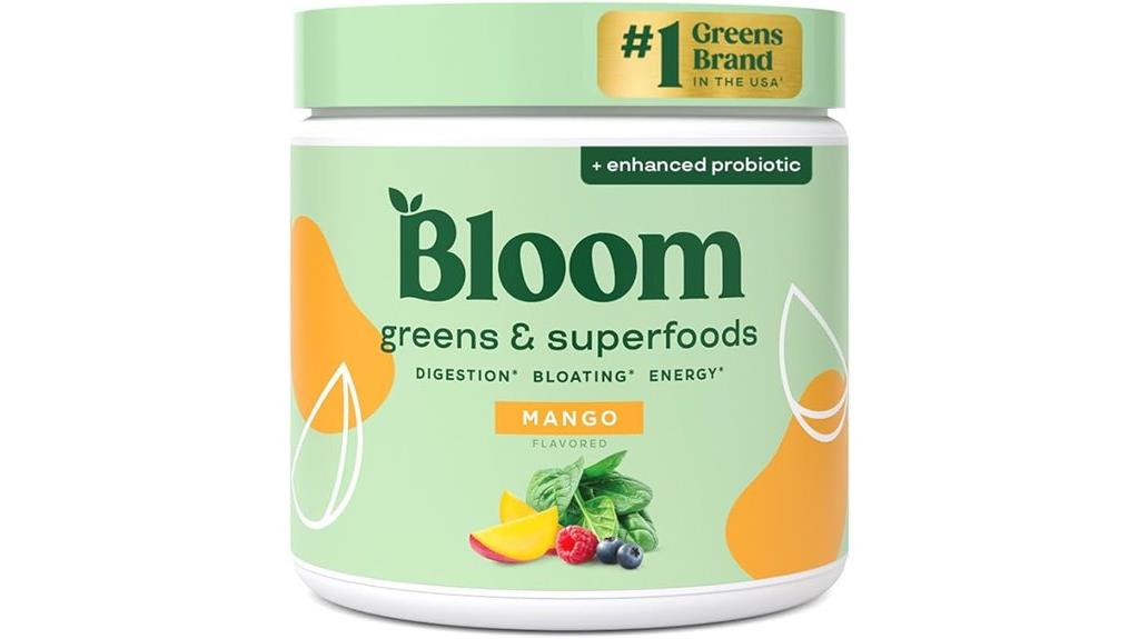 bloom nutrition greens powder with enzymes probiotics prebiotics