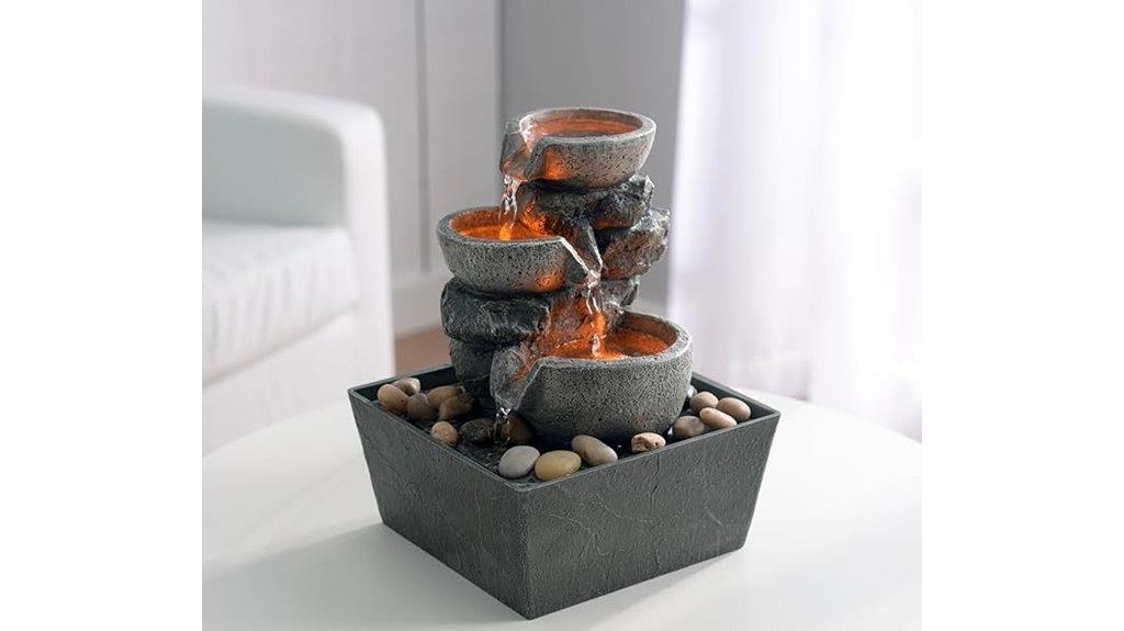 decorative indoor fountain with leds