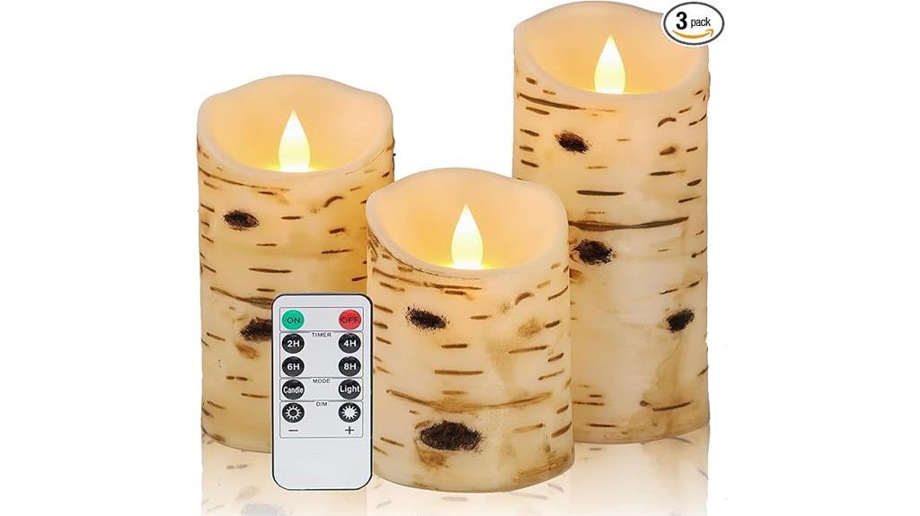 flameless birch bark candles
