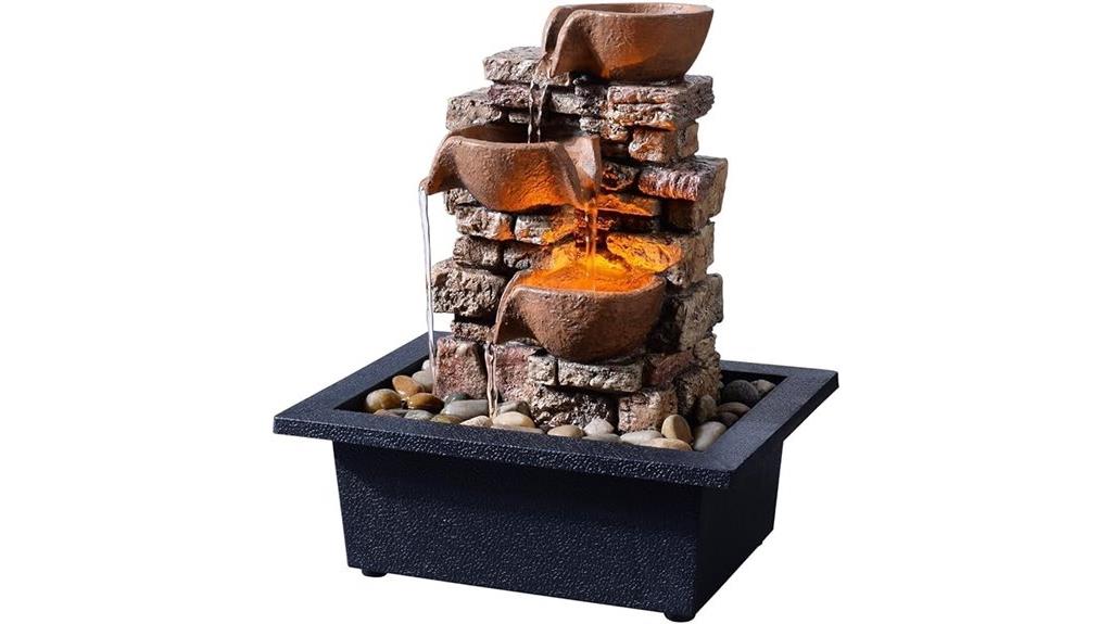 indoor tabletop fountain with led lights