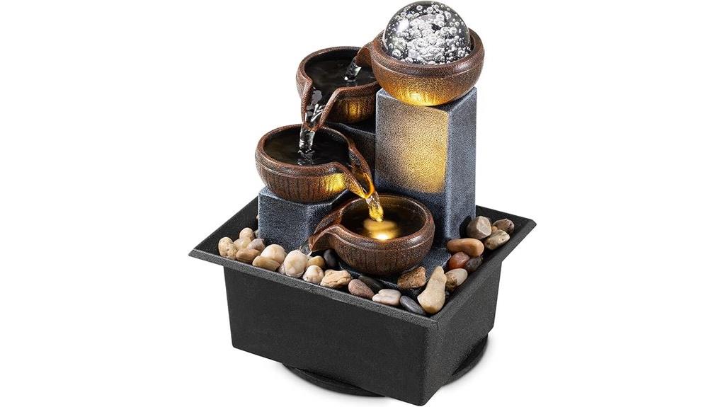 tabletop fountain with leds
