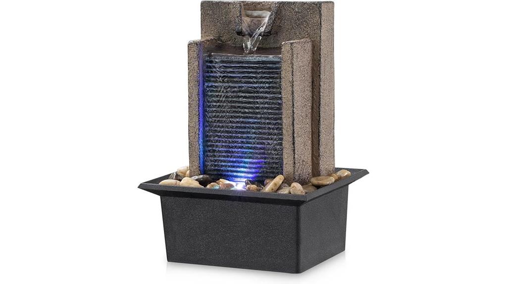 tabletop fountain with leds